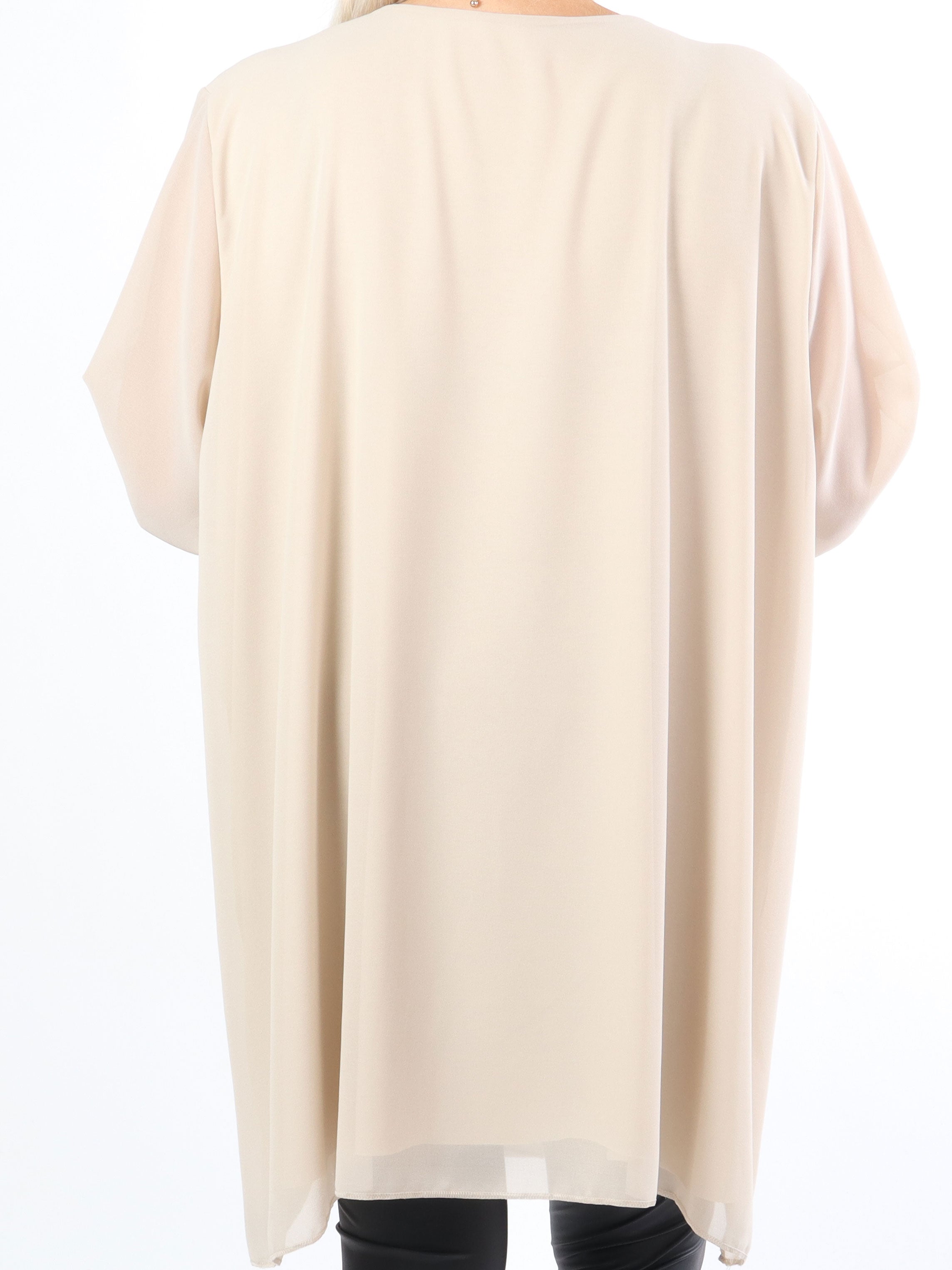 Wanda long sleeve - Tunikaklänning i chiffong i stora storlekar